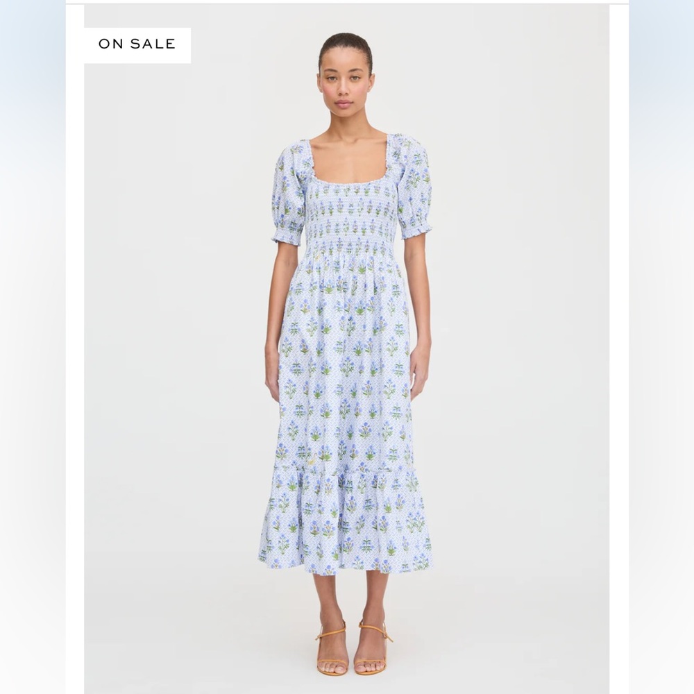 Hill House The Louisa Nap Dress - Blue Block Print